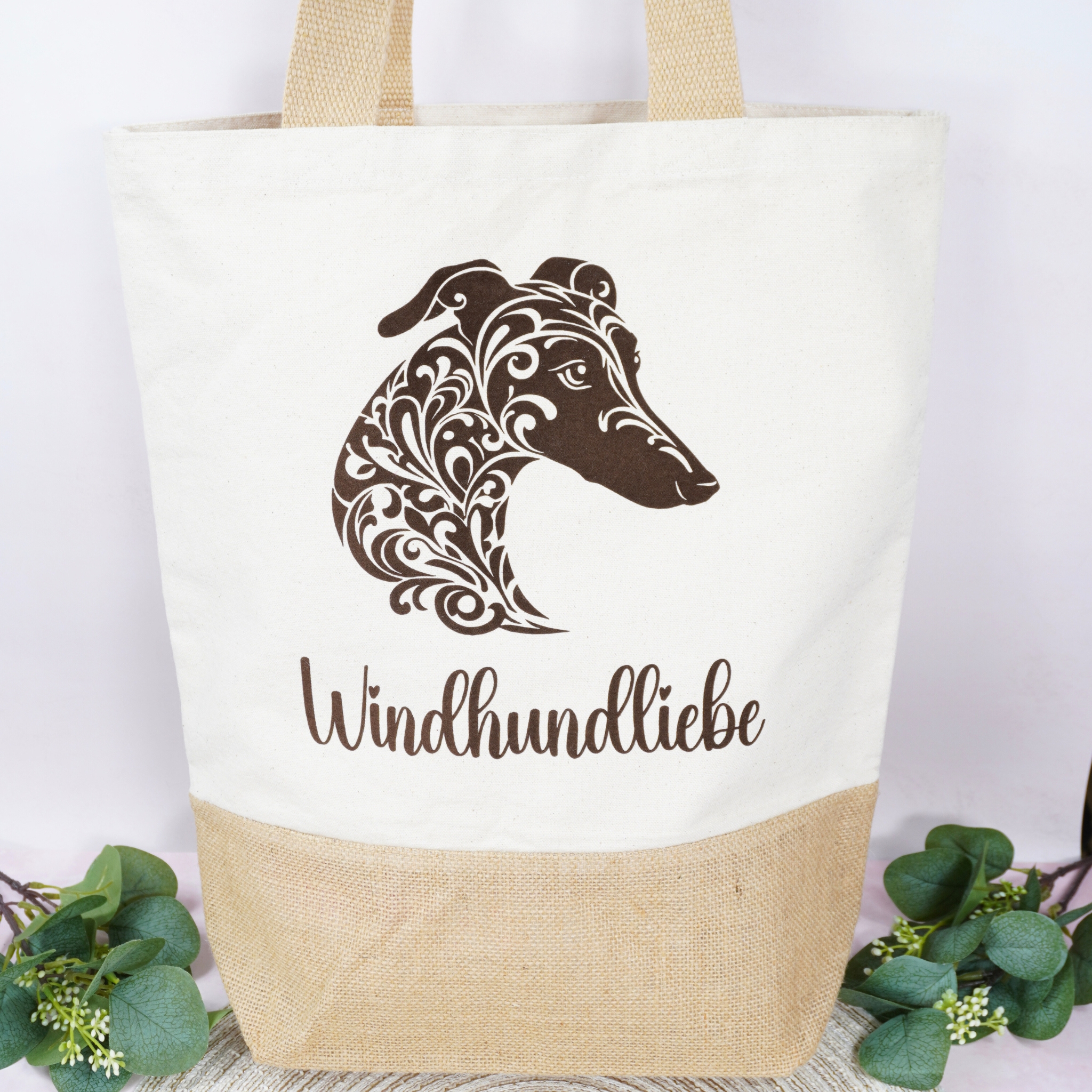 Shopper Windhundliebe Jutetasche mit Windhund